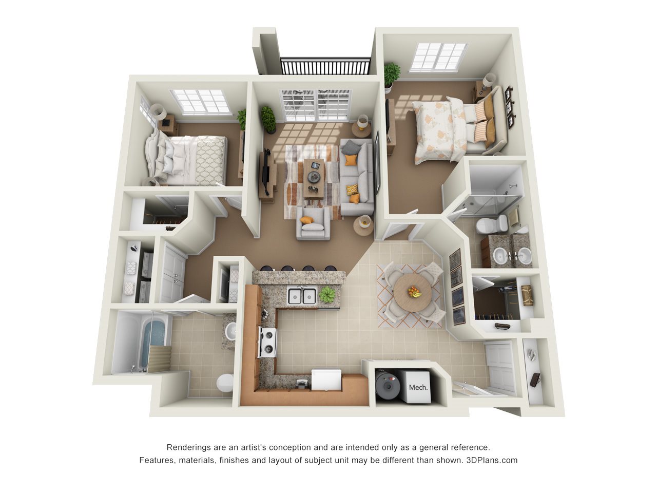 2 Bedroom Floor Plan 2